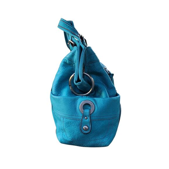 B. Makowsky Turquoise Leather Slouchy Hobo Shoulder Bag - Picture 4 of 11